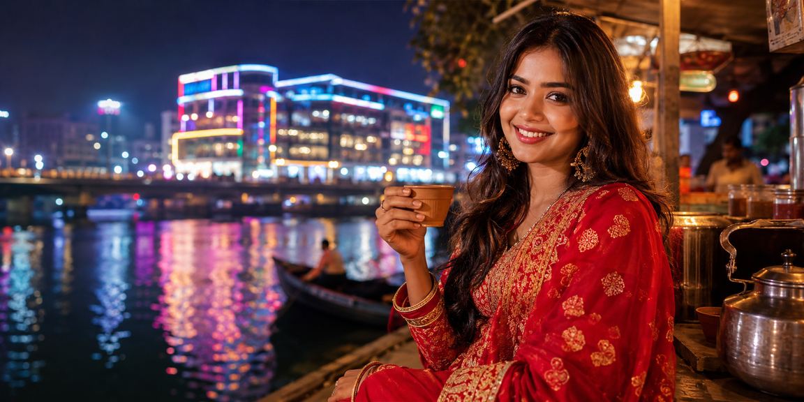 ময়মনসিংহে নিয়ন আলোয় ডিপোজিট প্রক্রিয়া সম্পন্ন করছেন একজন